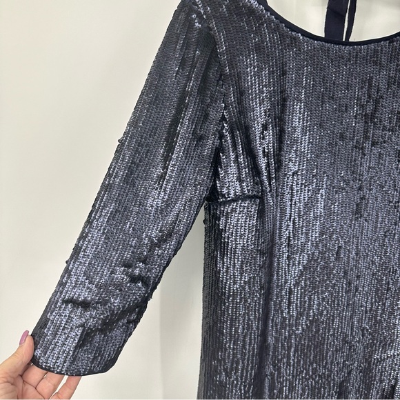 J Crew Sequin Party Dress Wedding Cocktails Navy Blue Womens 4 - Picture 2 of 8